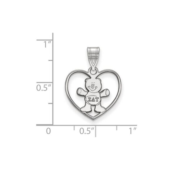 Sterling Silver Sigma Delta Tau Heart Pendant - Picture 2 of 3